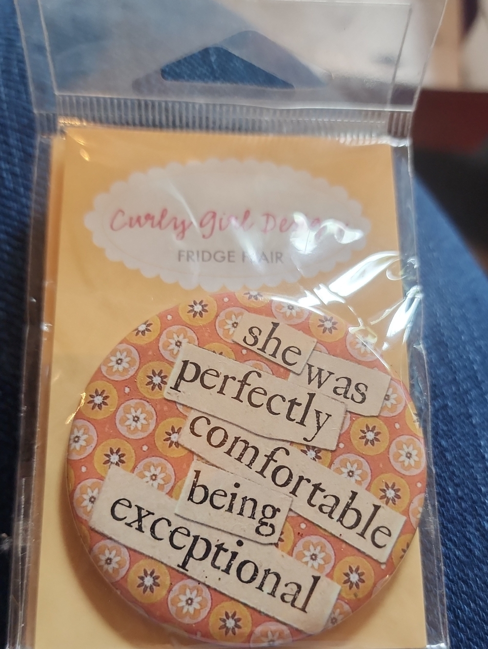 Orange Floral 'She Was Perfectly Comfortable Being Exceptional' Fridge Magnet
